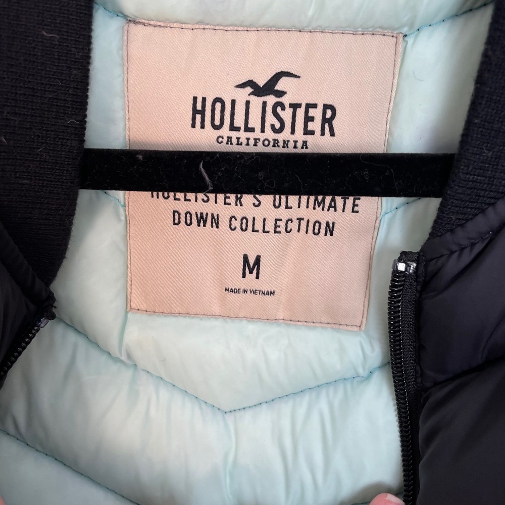 Hollister Women's Black 90% Down Puffer Jacket Full Zip Size M - Picture 8 of 11